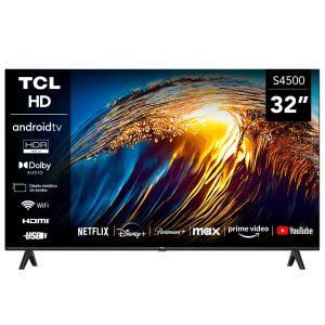 TCL 32 Inch S4500A HD Smart TV | Android Smart TV | HDR TV | T-Screen | Ai-Clarity | Dolby Audio | Metallic Bezel-less | Wifi, HDMI, USB | Multiple Viewing Modes | Ideal For Bedroom & Small Spaces - 2025 Model