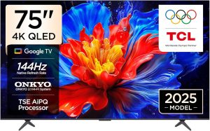 75-Inch P8K QLED 4K UHD Google TV (75P8K) | 144Hz Native | AiPQ Pro Processor | Dolby Vision & HDR10+ | ONKYO 2.1 Audio | DTS Virtual:X | Game Master | Bezel-less Design | Black