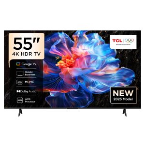 TCL 55 Inch P6K 4K HDR TV | 4K UHD Smart Google TV | AiPQ Processor | HVA Panel | HDR10, HLG, 60Hz | Ai Clarity, Ai Color, Ai HDR, Ai Contrast | Dolby Audio | MEMC | Metallic Bezel-less - 2025 Model