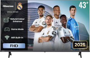Hisense 43‑Inch Full HD Smart TV (Model 43A4Q) – VIDAA OS with Netflix, YouTube & Prime Video, Natural Colour Enhancer, Dolby Digital Sound, Game Mode, Best TV for Bedroom/Living Room/Small Spaces