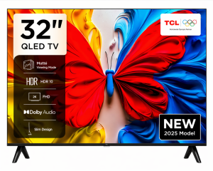 TCL 32 Inch S5K QLED 2K Full HD Smart TV | Google TV | Ultra-wide Color Gamut | 60Hz | HDR10+, HDR10, HLG | Dolby Audio | Google Cast | Multiple Viewing Mode | Metallic Bezel-less Design - 2025 Model